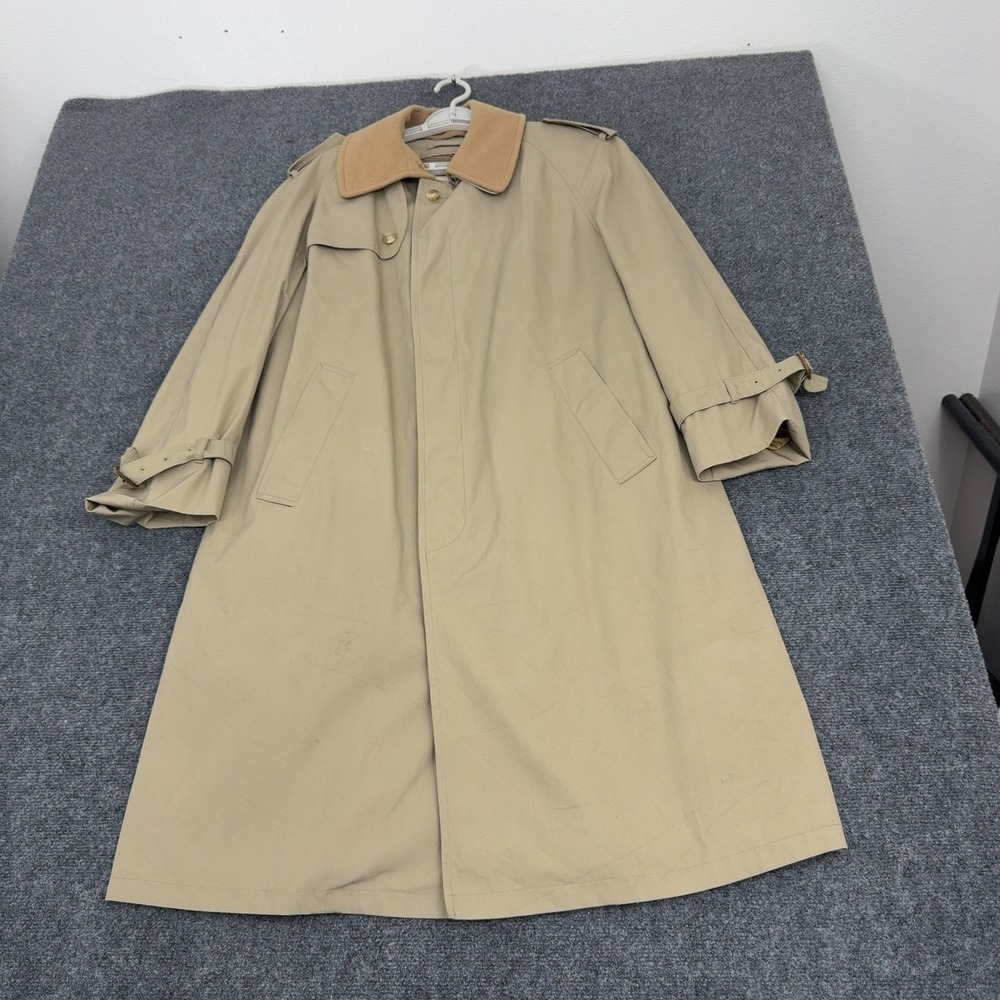 Vintage Brooks Brothers Trench Coat Mens 38 Tan Cotton Wool Lined Classic Preppy